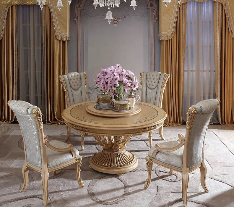 Round Dinning Table Baroque Design Antique European Luxury Furniture Esszimmer Set