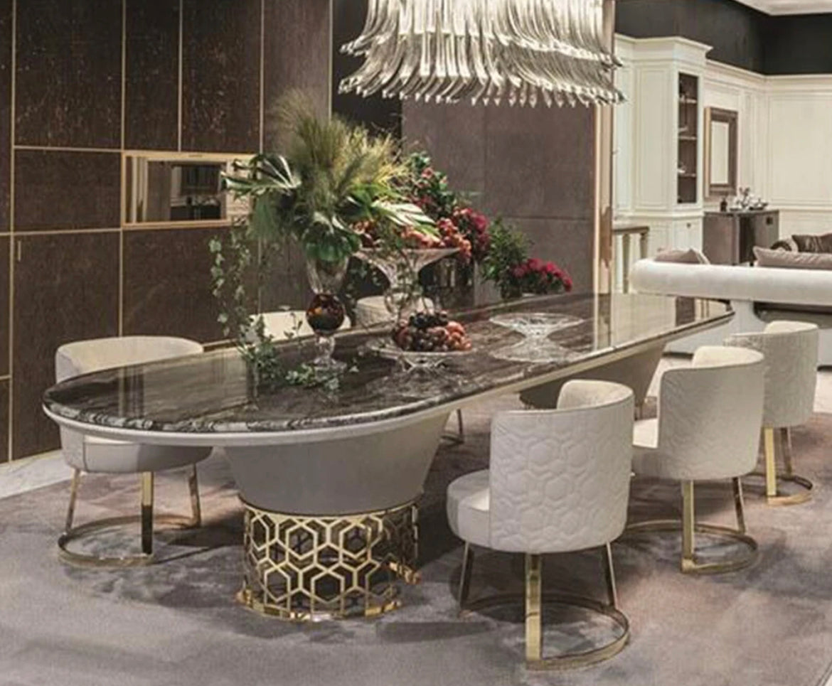 Dining Table Set High Quality Bespoke Furniture Oval High End Marble Table Dining Room Furniture