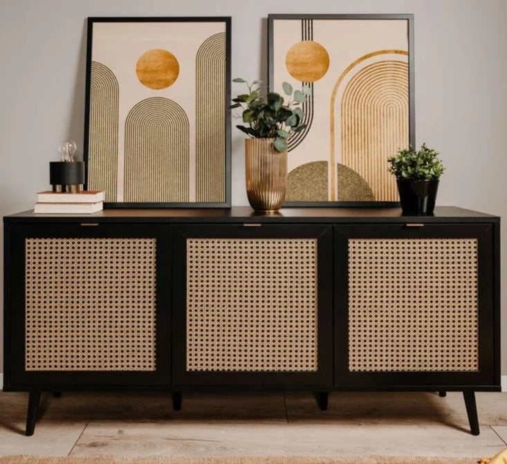 Storage & Cabinets Rustic Modern Design Wooden Rattan Cabinets Home Furniture