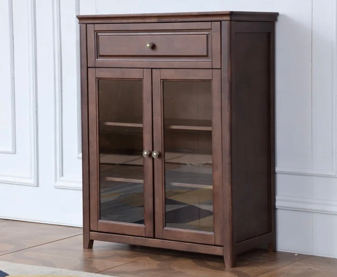 Cabinet America Rural Style Storage Walnut Color Living Room Furniture Solid Wood Cabinets