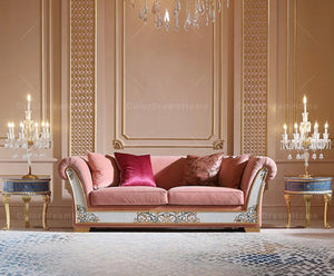 Living Room Furniture 3+2+1 Modern Luxury Pink Baroque Design Sofas Home Furniture Set