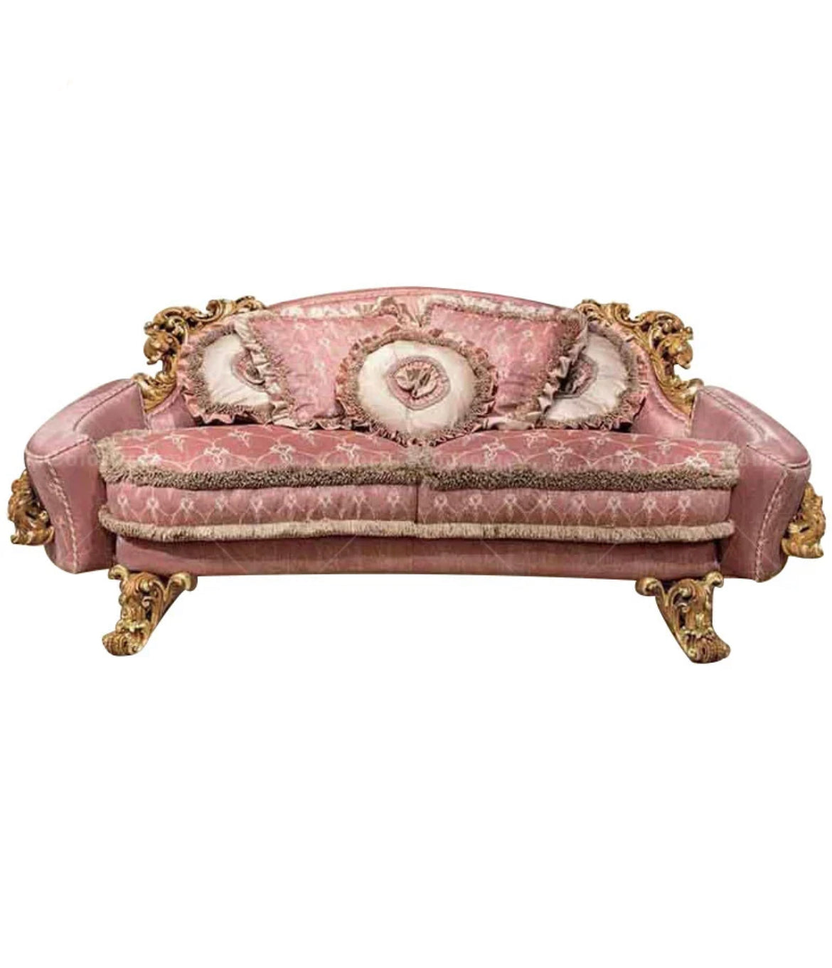 Exclusive Sectional Sofa Units Italian Luxury Carved Living Room Furniture Pink Solid Wood Baroque Design Sofa Set