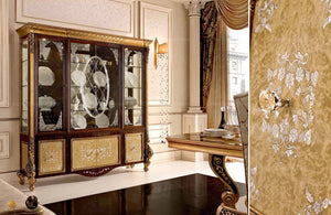 Luxury Cabinet European Royal Luxury Restaurant Glass Display 4 Doors Cabinet Baroque Design Furniture
