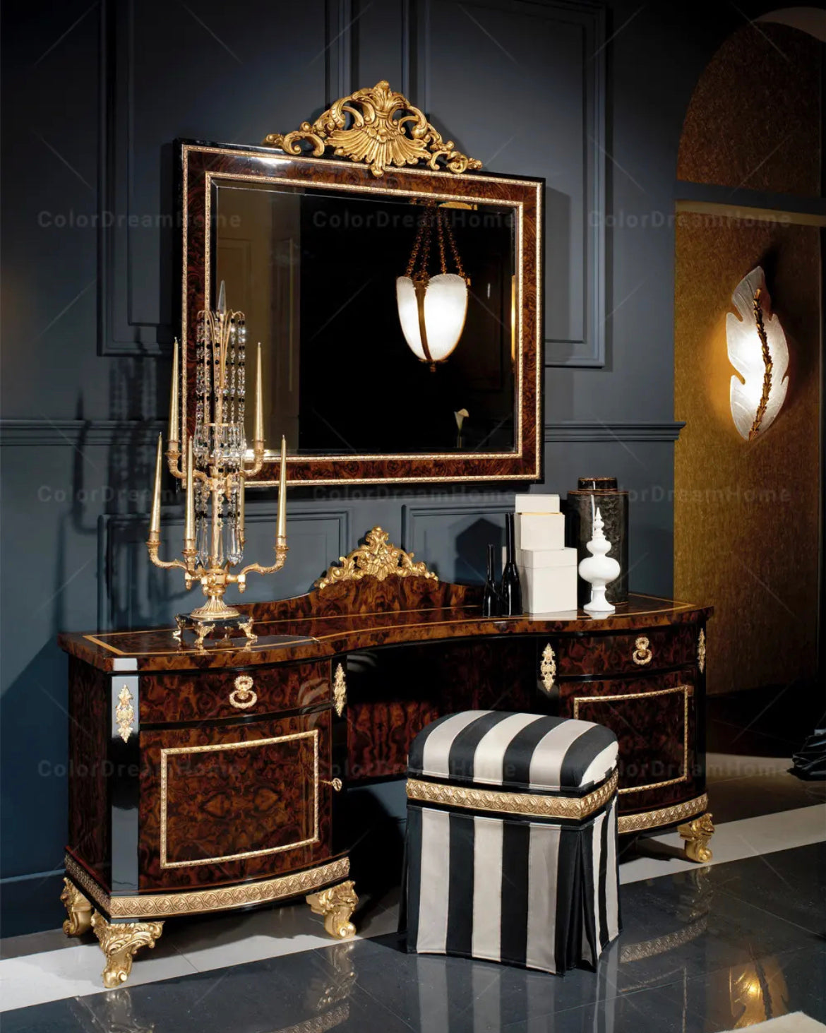 Bedroom Furniture European Royal Hand Made Solid Wood Baroque Design Bedroom Set