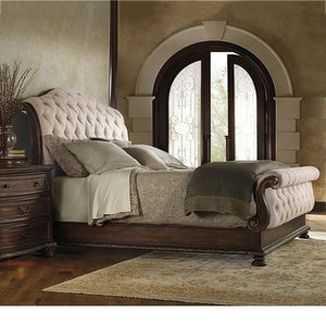 Bedroom Furniture American Mid-Century Modern Bedroom Set Tufed Wooden Sleigh Bed Sets