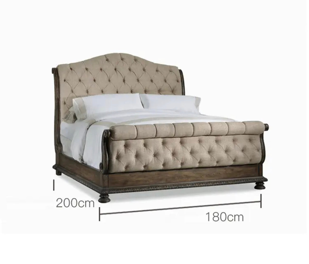 Bedroom Furniture American Mid-Century Modern Bedroom Set Tufed Wooden Sleigh Bed Sets