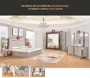 Bedroom Furniture 5 PCS Set Luxury Hotel Home Furniture Modern Wooden King Size Bedroom Set