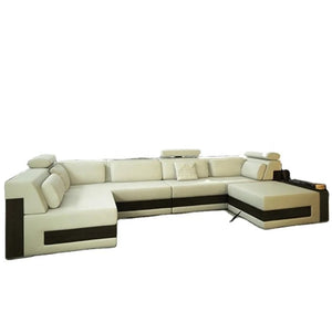 L Shaped Corner Sofa European Style Furniture 7 Seater Leather Sofa Living Room Sets
