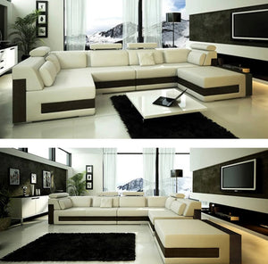 L Shaped Corner Sofa European Style Furniture 7 Seater Leather Sofa Living Room Sets
