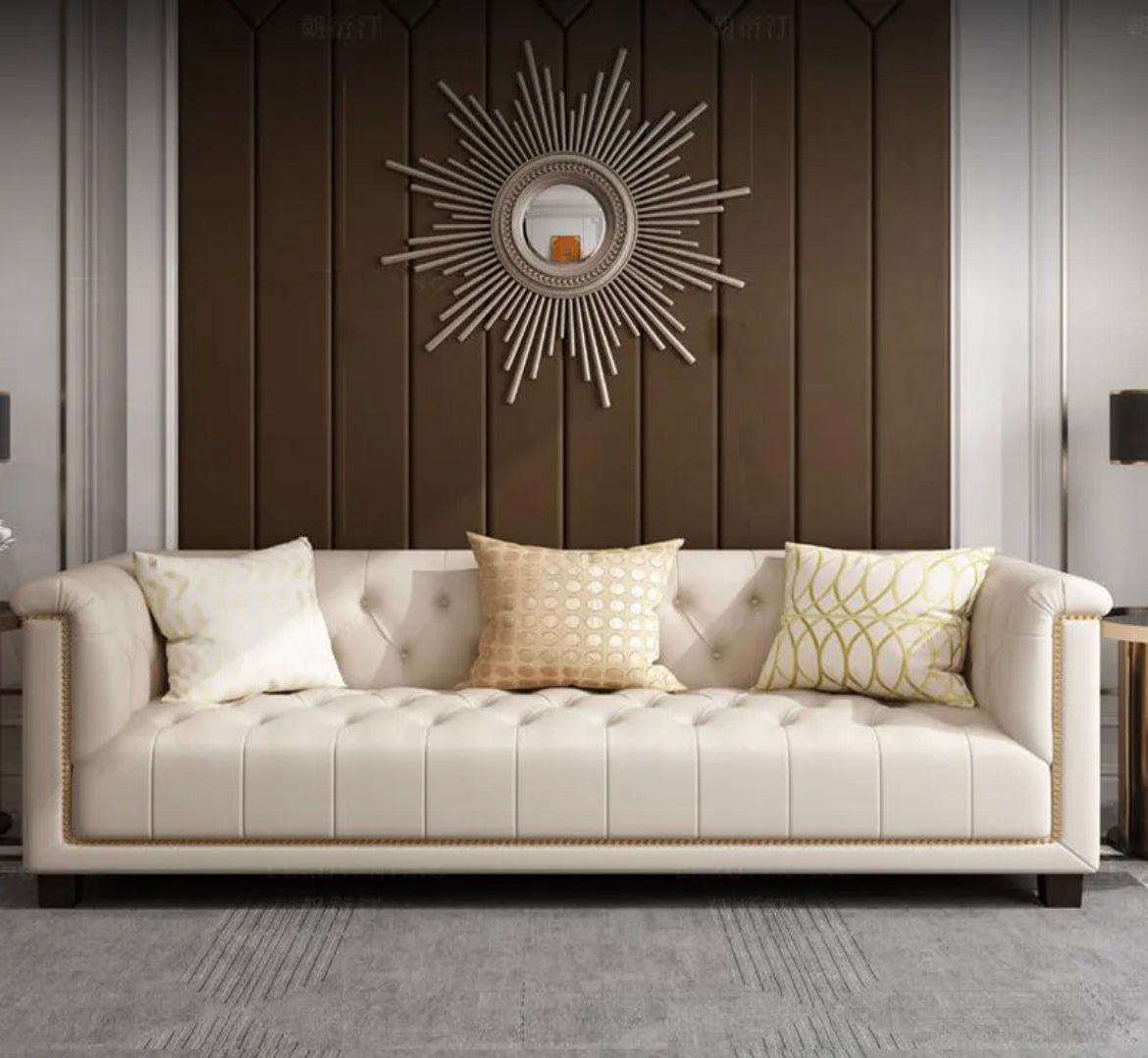 Sofa Classic Chesterfield Design 3 Seater Solid Wood Sofa Living Room Designer Sofa Set