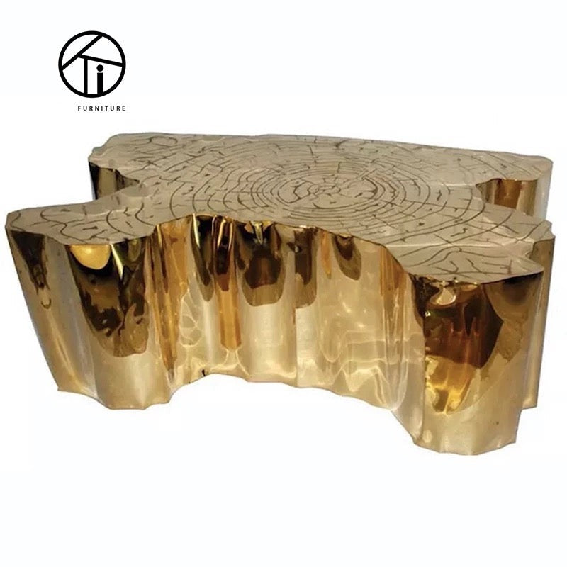 Coffee Table Golden Tree Stump Side Table Luxury Irregular Contemporary Design Tische