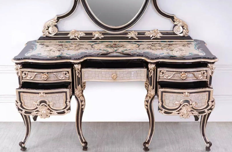 Master Bedroom Vanity Antique Home Furniture Classic Baroque French Style Dresser Set
