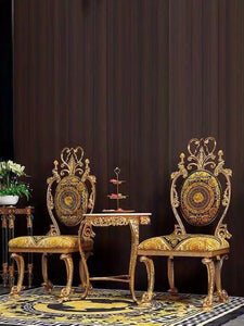 Wing Chair Luxury Palace Leisure Golden Dining Chair