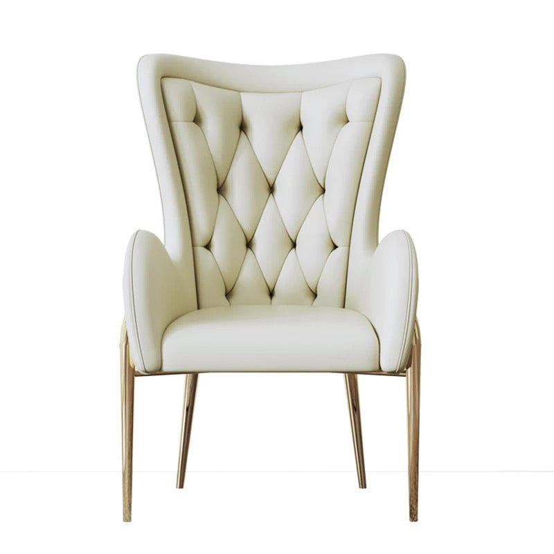 Dining Chair Luxury Design Genuine Leather Wing Back Chair