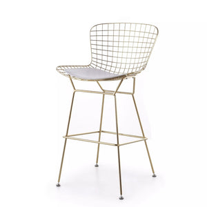 Dining Bar High Chair Design Leather Gold Stainless Steel Home Restaurant Chair
