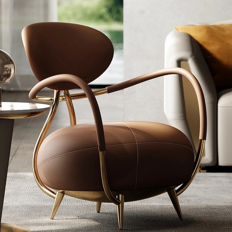 Arm Chair Italian Light Luxury Single Sofa Chair Living Room Designer Creative Leather Leisure Arm Chair 