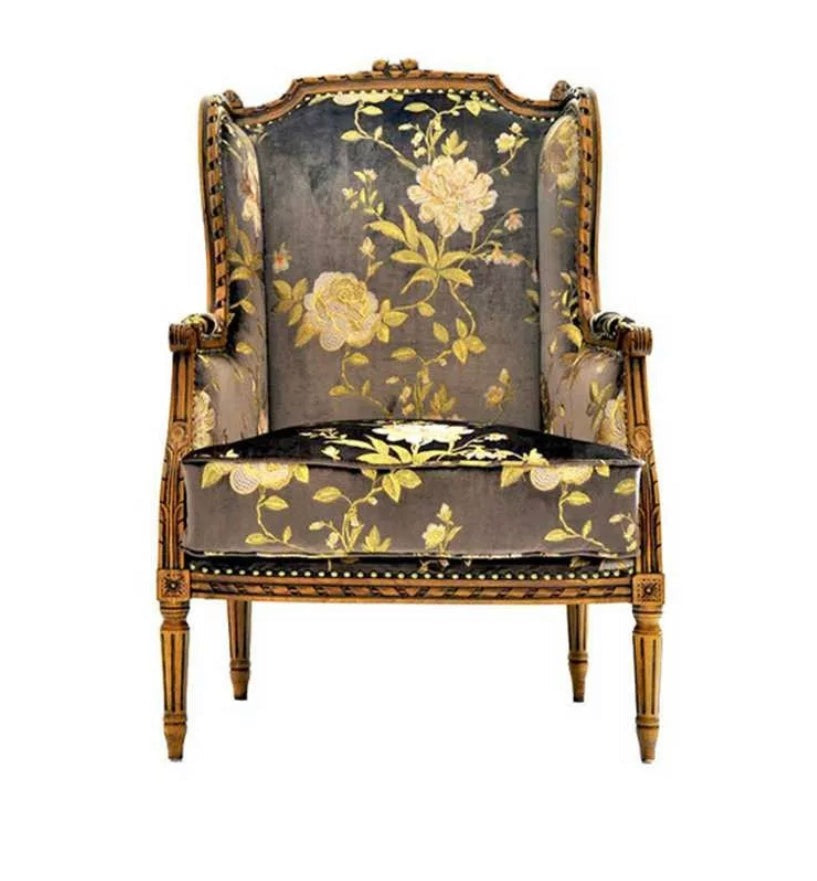 Armchair Luxury European Carved Wood Frame Antique Style Sessel Armchairs