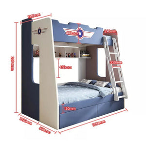 Kids Beds Captain America Style Solid Wood Blue Children's Bunk Bed With Ark Stairs Kinder Bett Furniture Bunk Betten