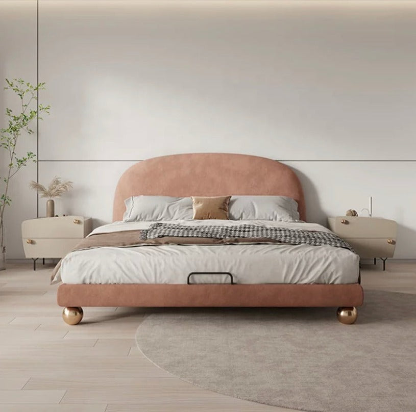Double Beds Modern Style Cotton Linen Fabric Sponge Betten Home Furniture Bedroom Bed