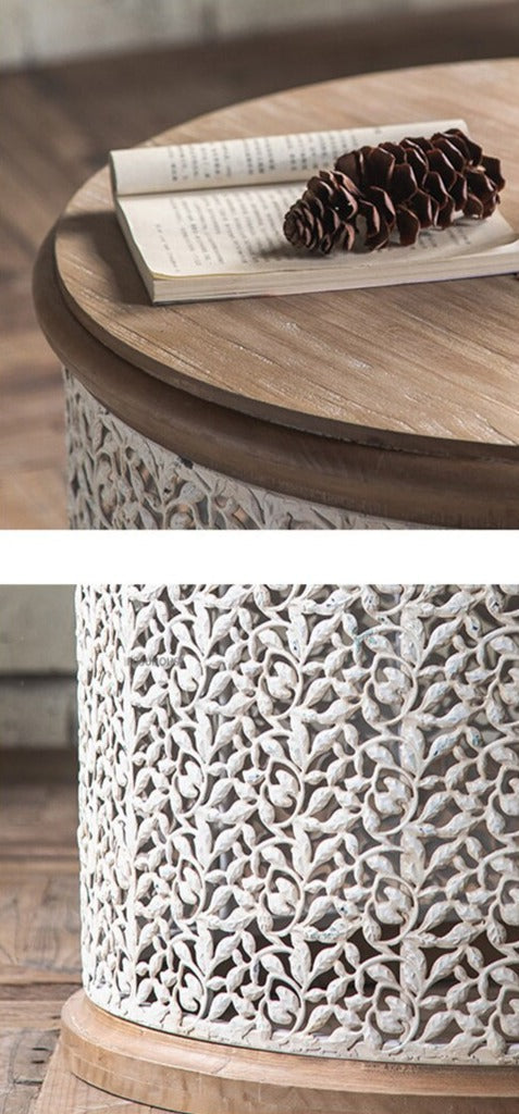 Coffee Table Solid Wood Round Low Couchtisch Modern Minimalist Designer Tables