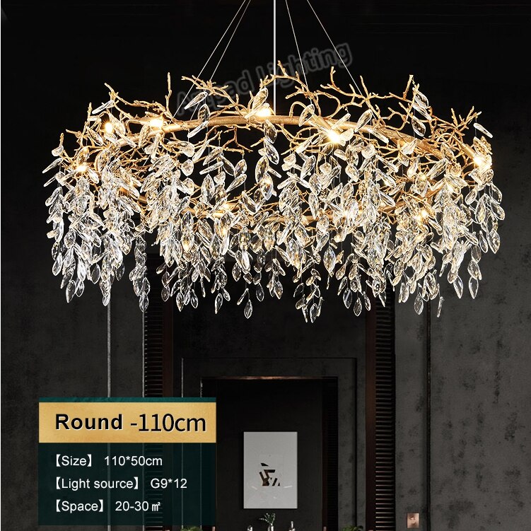 Chandelier Metal Hanging Lamp Hall Art Gold Nordic Crystal Lights Chandeliers