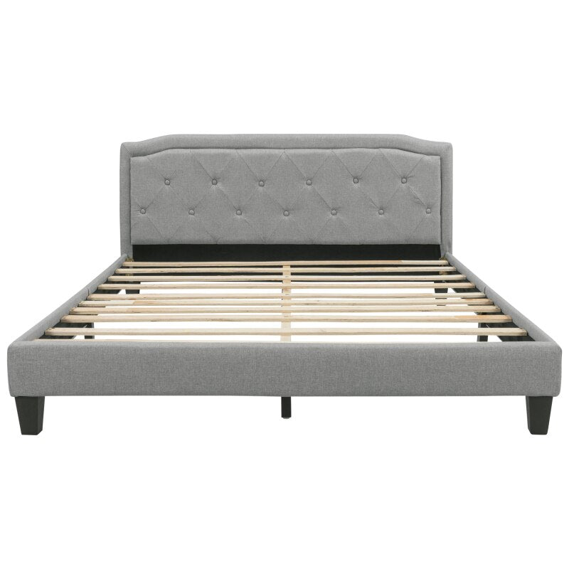 Double Bed Upholstered Bed With Slatted Frame Storage Space Beds
