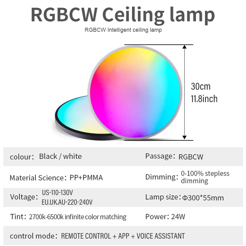 Ceiling Light Smart WIFI LED Round RGBCW Dimmable TUYA APP Alexa Google Compatible Ceiling Lights
