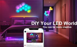 Wall Lamps 10PCS RGB Hexagon Panels App Control Music Timing Function Wall Lights