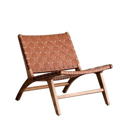 Club Chair Japanese-Style Rattan Solid Wood Leather Club Chairs