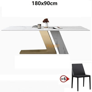 Dining Tables Sets Modern Designs Marble Top Metal Leg Luxury Esstisch-Set