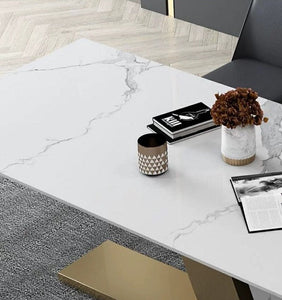 Dining Table Luxury Stainless Steel Table Titanium Seal Glaze Feet Base Esstisch