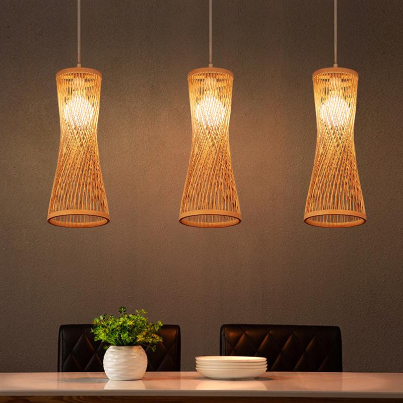 Pendant Light Bamboo Woven Hanging Light Ceiling Lamp Pendant Lights