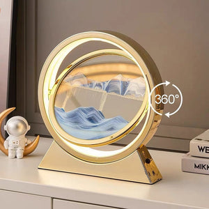Moving Sand Art 3D Hourglass LED Lamp Quicksand Rotating Scene Table Lamps
