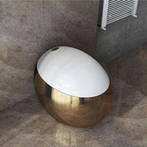 Bathroom Toilet Luxury S-trap Floor Mounted Golden Egg-Shaped Toilette Ceramic Unique WC Design