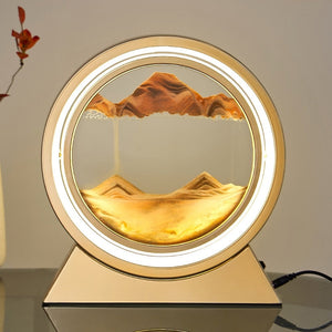 Moving Sand Art 3D Hourglass LED Lamp Quicksand Rotating Scene Table Lamps