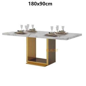 Dining Tables Sets Nordic White Marble Tables Stainless Steel Golden Base Tables Home Esstisch-Sets