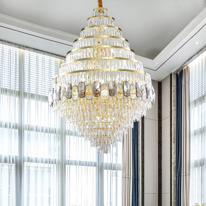 Chandelier Crystal Lighting Modern Living Room Hanging Lamp Large Gold Staircase Led Chandeliers