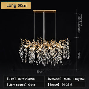 Chandelier Metal Hanging Lamp Hall Art Gold Nordic Crystal Lights Chandeliers 
