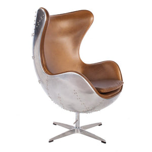 Wing Chair Aluminum Mid Century Modern Classic Aviator Stuhl Retro Style Swivel Reclining Genuine Leather Egg Chairs