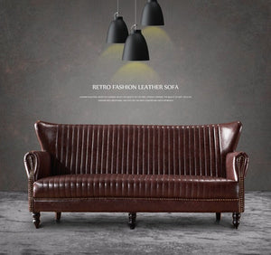 Sofa American Style Leather Sofas Living Room Cafe Bar Retro European Leather Sofas 2-Sitzer Sofas 3-Sitzer Sofas