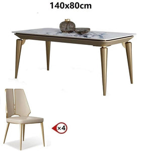 Dining Table Set Stainless Steel Gold Base New Kitchen & Dining Furniture Sets