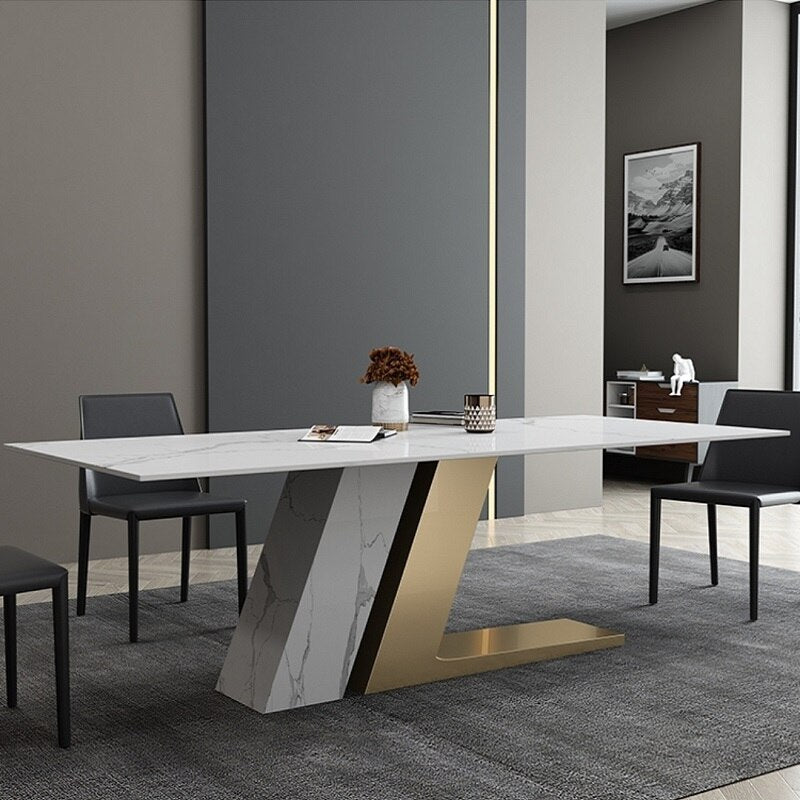 Dining Table Set Home Furniture Modern Designs Marble Top Metal Leg Luxury Esstisch-Set