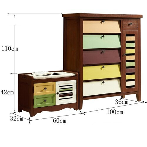 Shoe Cabinets American Solid Wood Door Porch Cabinet Drawer Locker Tipping Bucket Retro Schuhschränke