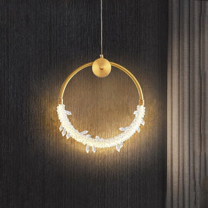 Pendant Light Gold Ring Led Crystal Modern Bedside Pendant Lights