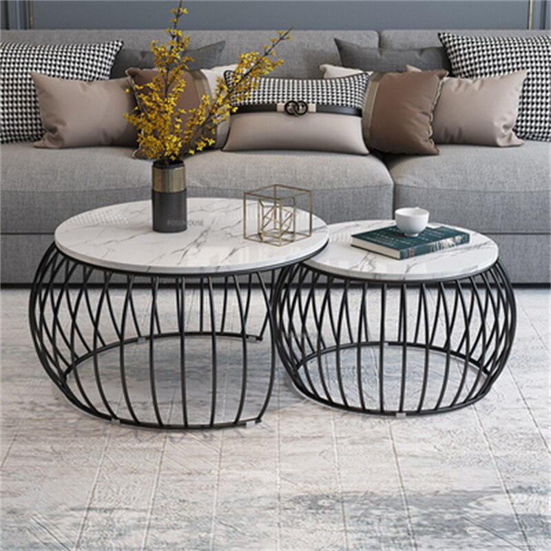 Coffee Table Luxury Creative Marble Tisch Minimalist Design Round Couchtisch Retro Ins Side Tables