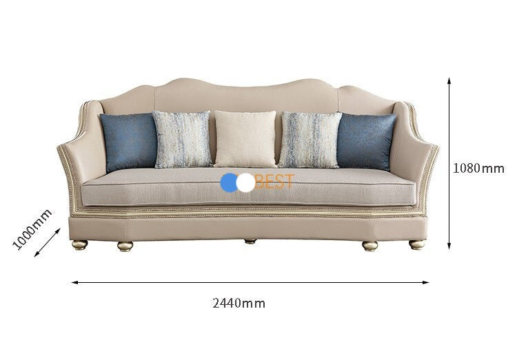 Sofa Set French Style Luxury Comfort Genuine Leather Solid Wood Combination Sofagarnituren
