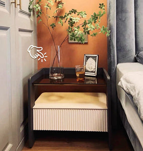 Bedside Cabinet Bedroom Nachttisch Leather Cloakroom Drawer Nightstands