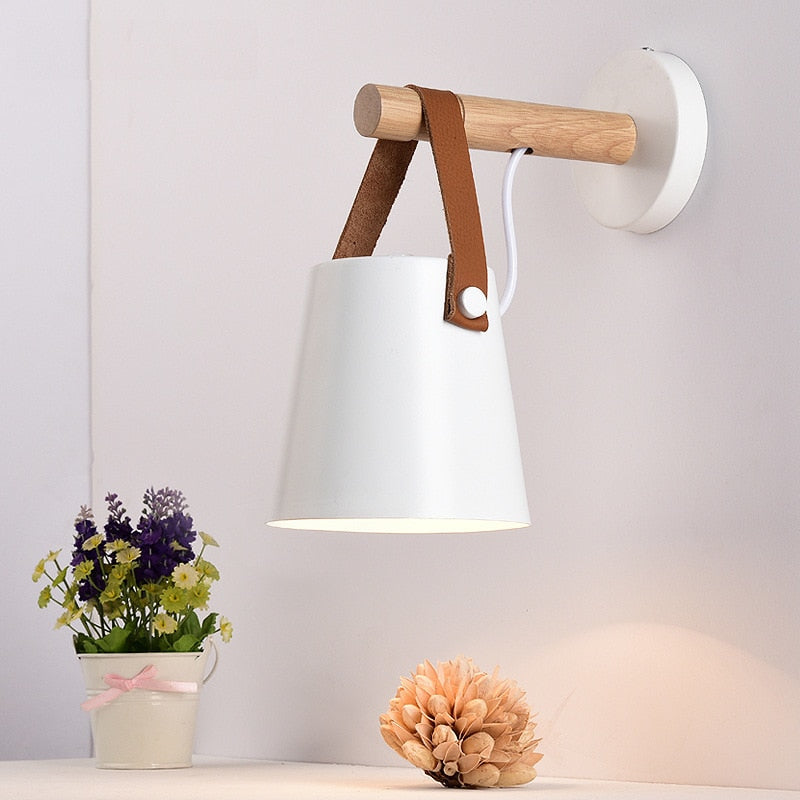 Wall Lamps Wood Iron Led Sconce Bedside Lighting