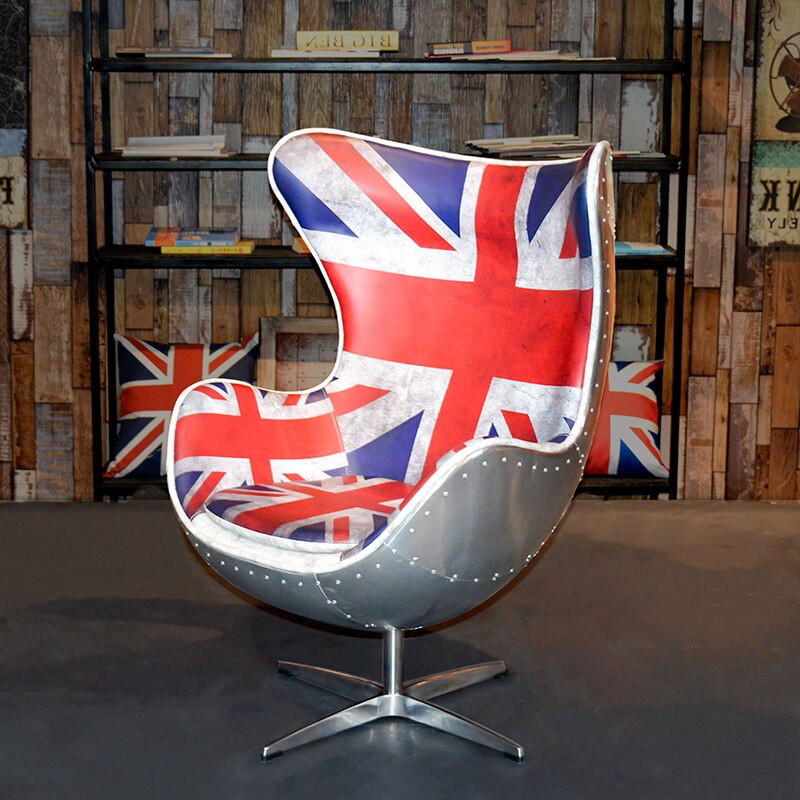 Wing Chair Aluminum Mid Century Modern Classic Aviator Stuhl Retro Style Swivel Reclining Genuine Leather Egg Chairs
