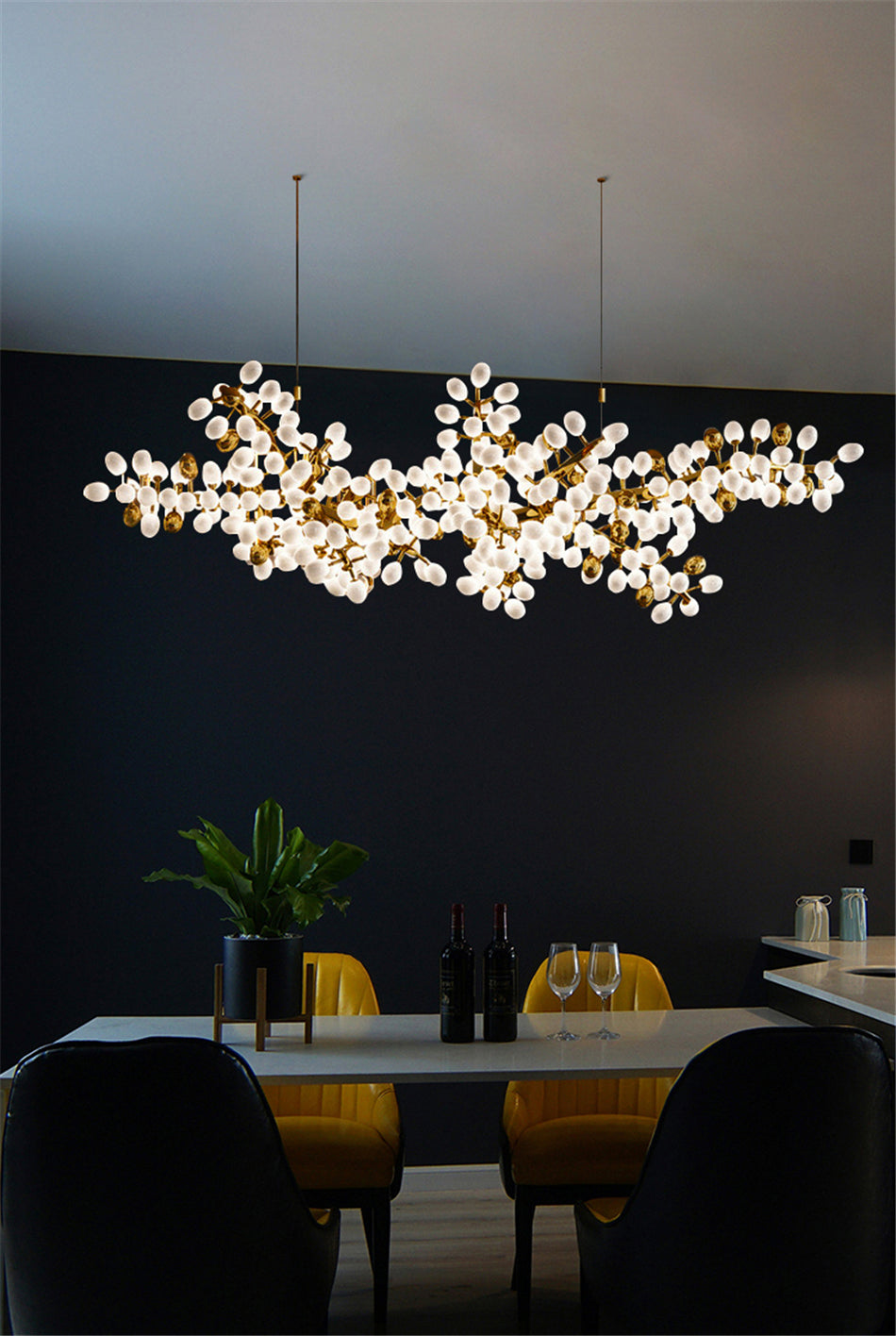 Chandelier Villa Living Room Crystal Lights Art Decoration Long Glass Ball Pendant Lights